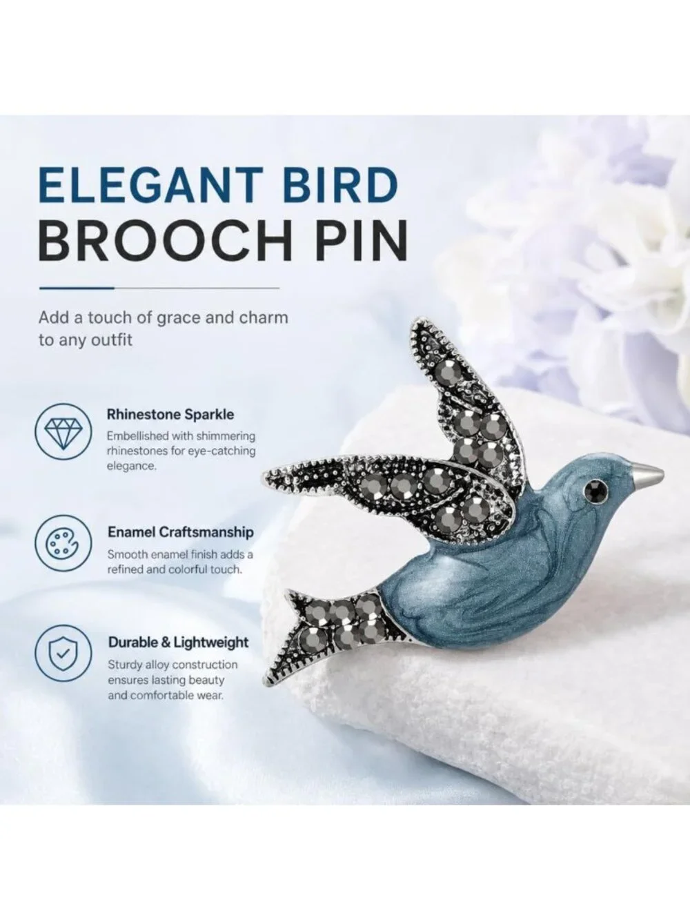 Vintage Flying Bird Brooch Pin | Animal Lapel Pin for Jackets & Scarves